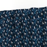 Ice Forest Deer Deep Blue Small