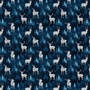 Ice Forest Deer Deep Blue Small