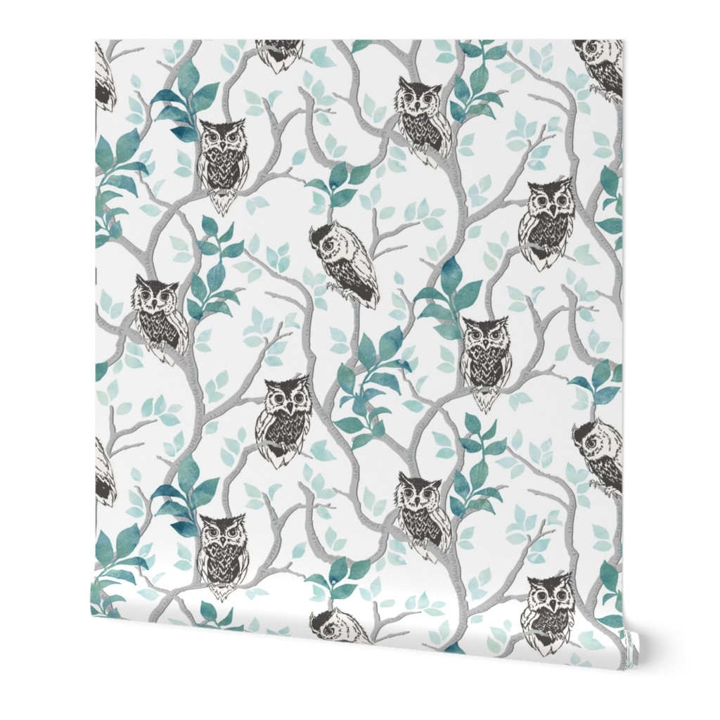 Tangled wood owls white