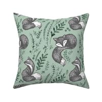 Fox flowers green with grey foxes