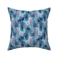 Steel blue forest deer small