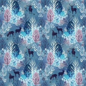 Steel blue forest deer small