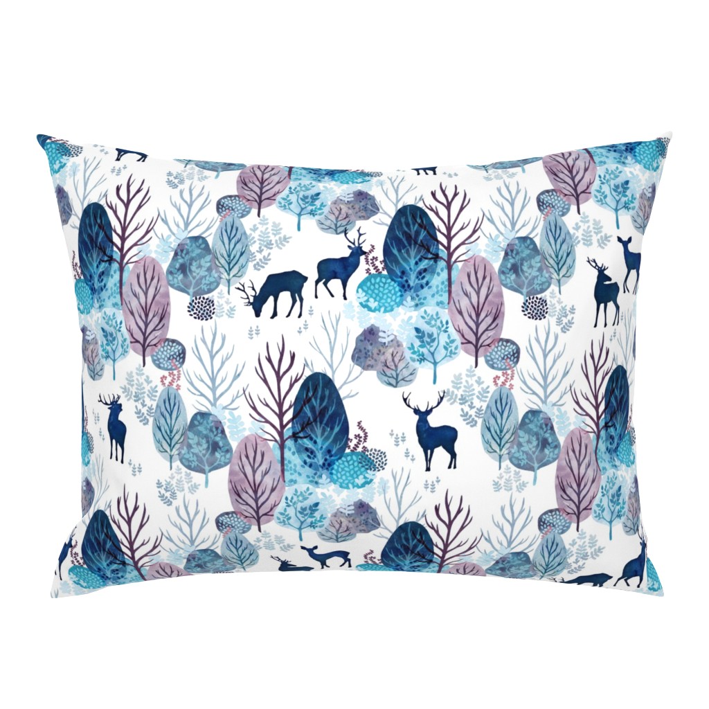 Steel blue forest deer on white medium