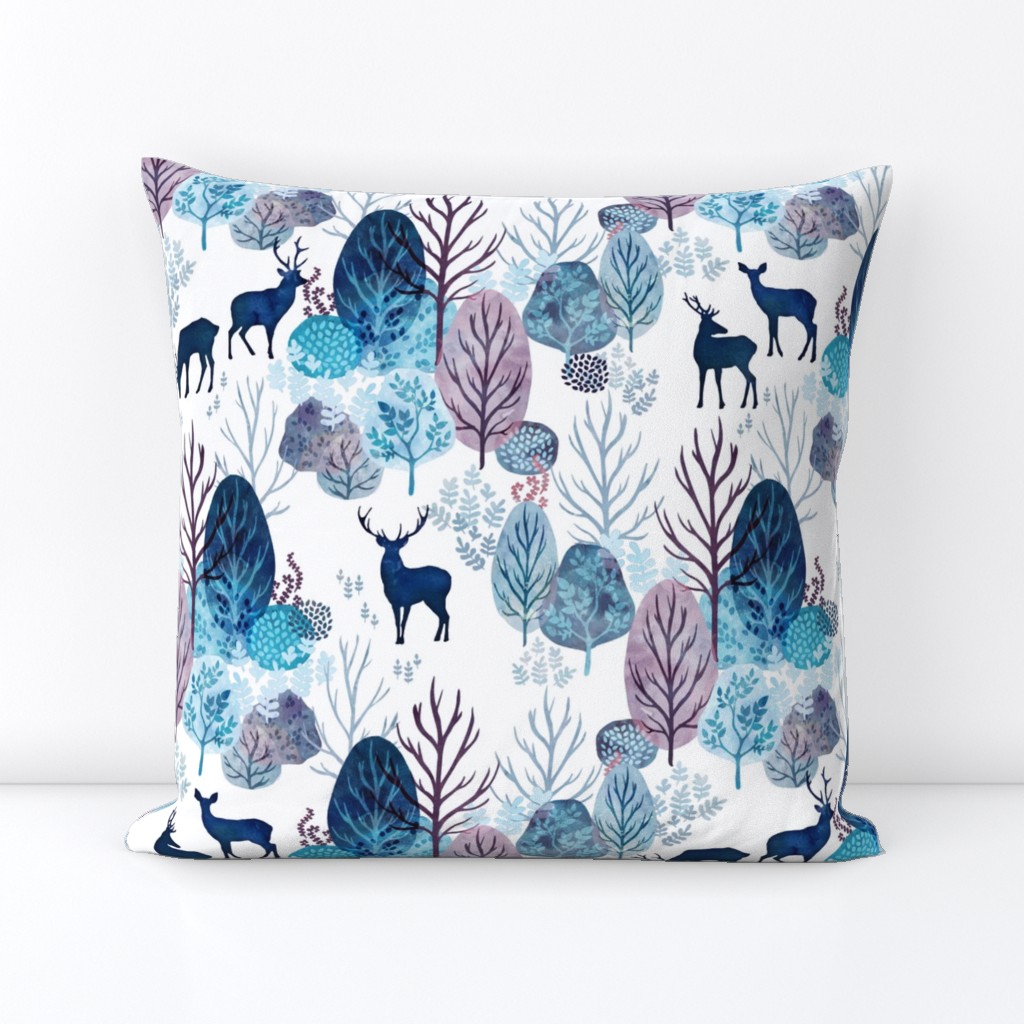 Steel blue forest deer on white medium