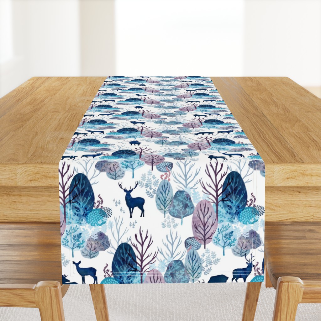 Steel blue forest deer on white medium