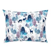 Steel blue forest deer on white medium