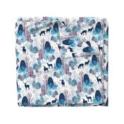 Steel blue forest deer on white medium