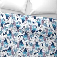 Steel blue forest deer on white medium