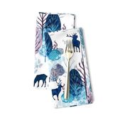 Steel blue forest deer on white medium