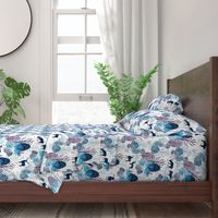 Steel blue forest deer on white medium