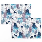 Steel blue forest deer on white medium