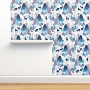 Steel blue forest deer on white medium