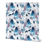 Steel blue forest deer on white medium