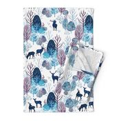 Steel blue forest deer on white medium