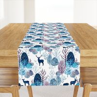 Steel blue forest deer on white medium