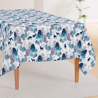 Steel blue forest deer on white medium