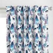 Steel blue forest deer on white medium