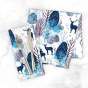 Steel blue forest deer on white medium