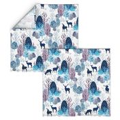 Steel blue forest deer on white medium