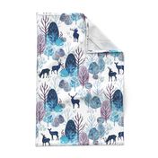 Steel blue forest deer on white medium