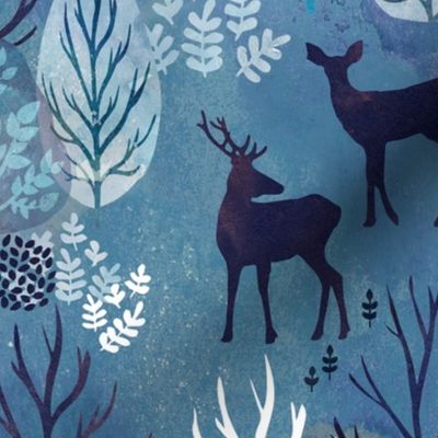 Steel blue forest deer