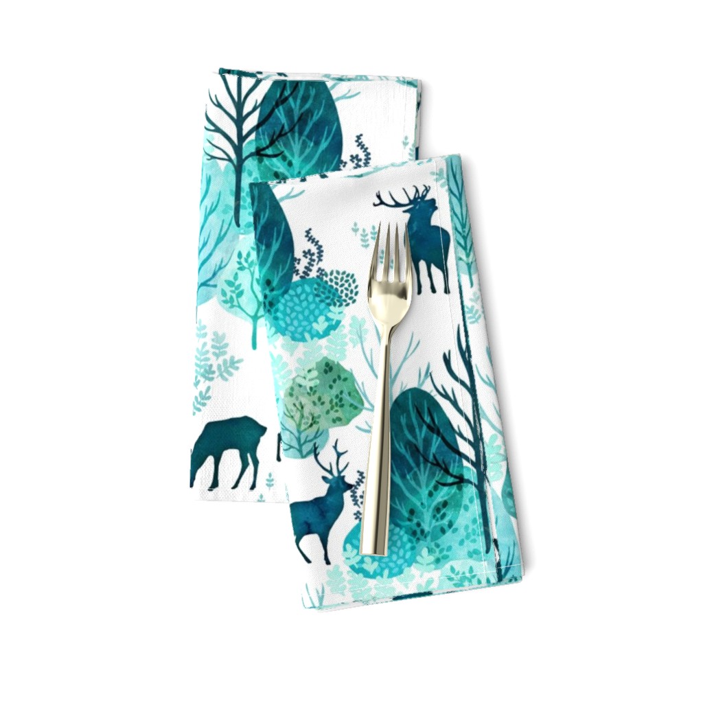 Emerald forest deer on white medium