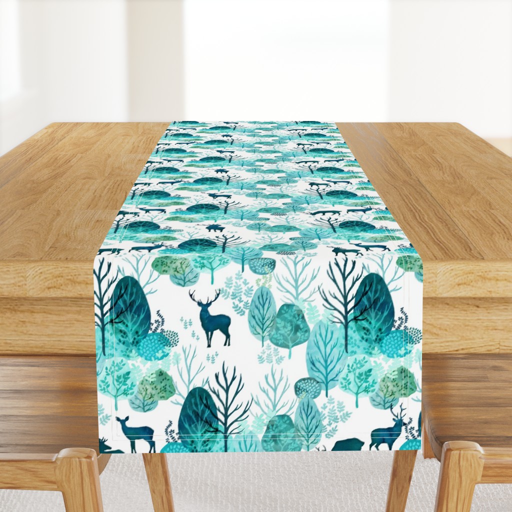 Emerald forest deer on white medium