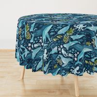 Ocean life in turquoise large scale