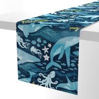 Ocean life in turquoise large scale