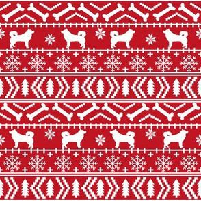 alaskan malamute fair isle christmas silhouette dog breed fabric red