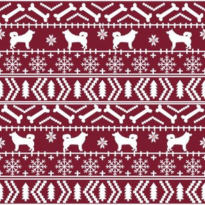 alaskan malamute fair isle christmas silhouette dog breed fabric ruby