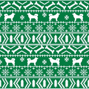 alaskan malamute fair isle christmas silhouette dog breed fabric bright green