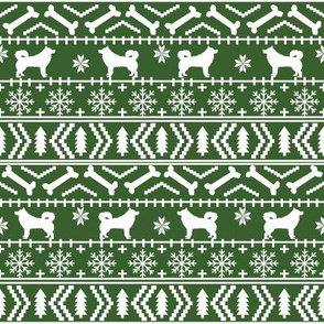 alaskan malamute fair isle christmas silhouette dog breed fabric green