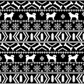 alaskan malamute fair isle christmas silhouette dog breed fabric black