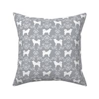 alaskan malamute floral silhouette dog breed fabric quarry grey