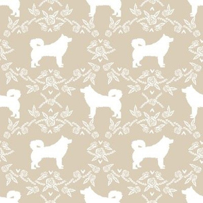 alaskan malamute floral silhouette dog breed fabric sand