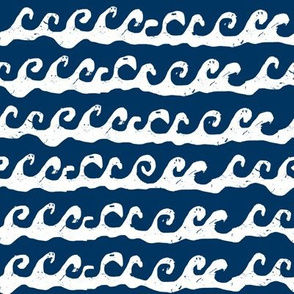 waves summer ocean nautical nursery kids white navy