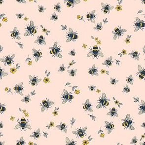 Happy Bee Dance on Blush Pink