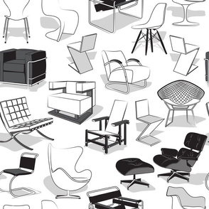Normal scale // Have a seat in Bauhaus style and influence  // white background black white grey chairs