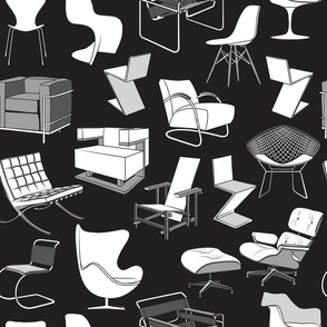 Normal scale // Have a seat in Bauhaus style and influence  // black background black grey and white chairs