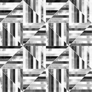Modern Bauhaus Watercolor Diamonds In Black And White - Small