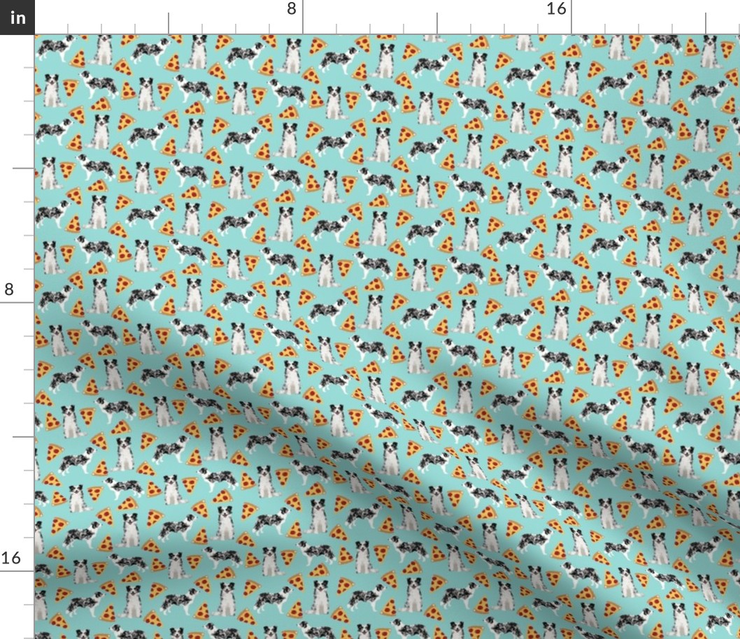 blue merle border collie (small scale) pizza fabric cute blue merle pizzas fabric cute dogs design pizzas design cute dogs