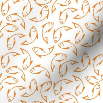 orange fish outlines on white