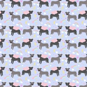 Pitbull (Small scale) unicorn magic rainbows fabric dog breed pastel purple