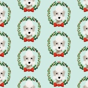 Bedlington Terrier christmas wreath dog breed fabric green