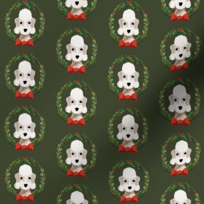 Bedlington Terrier christmas wreath dog breed fabric green