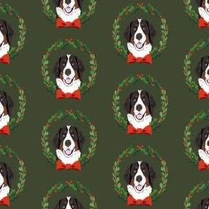 Bernese Mountain Dog christmas wreath dog breed fabric green