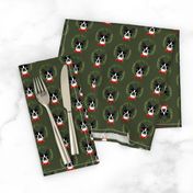 Boston Terrier christmas wreath dog breed fabric green