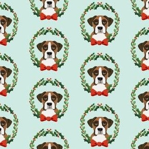 Boxer christmas wreath dog breed fabric green