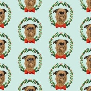 Brussels Griffon christmas wreath dog breed fabric blue